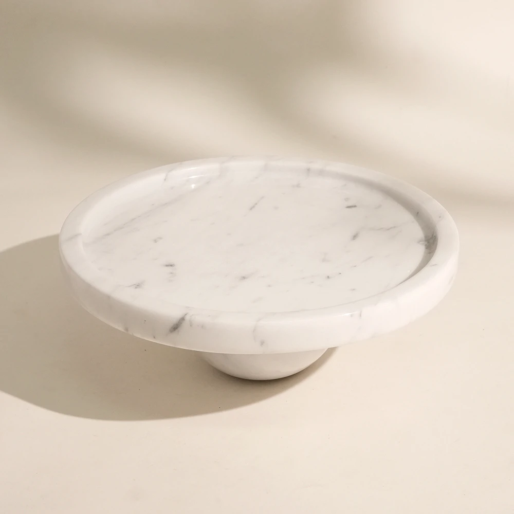 Carrara White Marble Round Fruit Tray