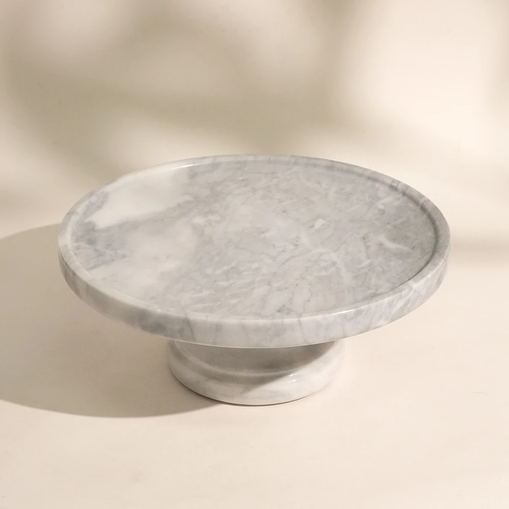 White Grey Marble Round Fruit Tray