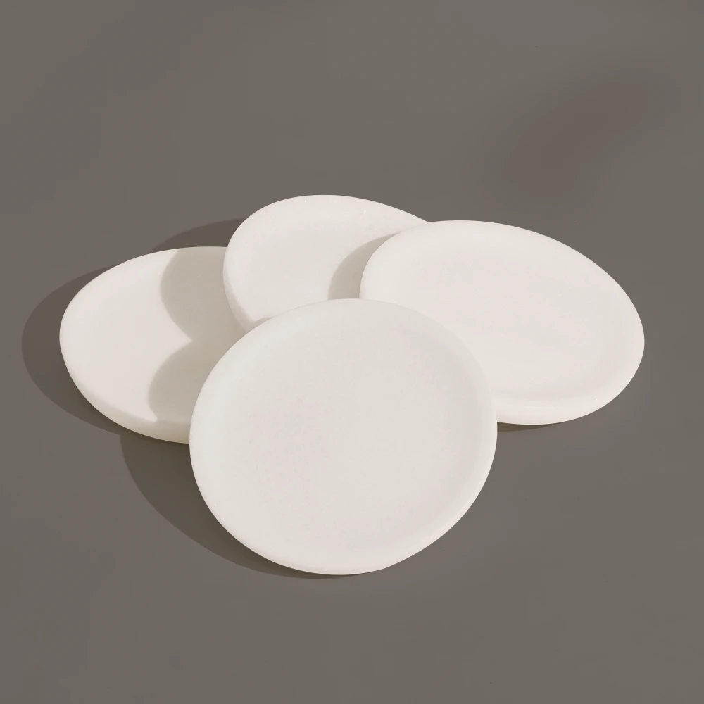 Set of 4 White Marble Round Coasters
