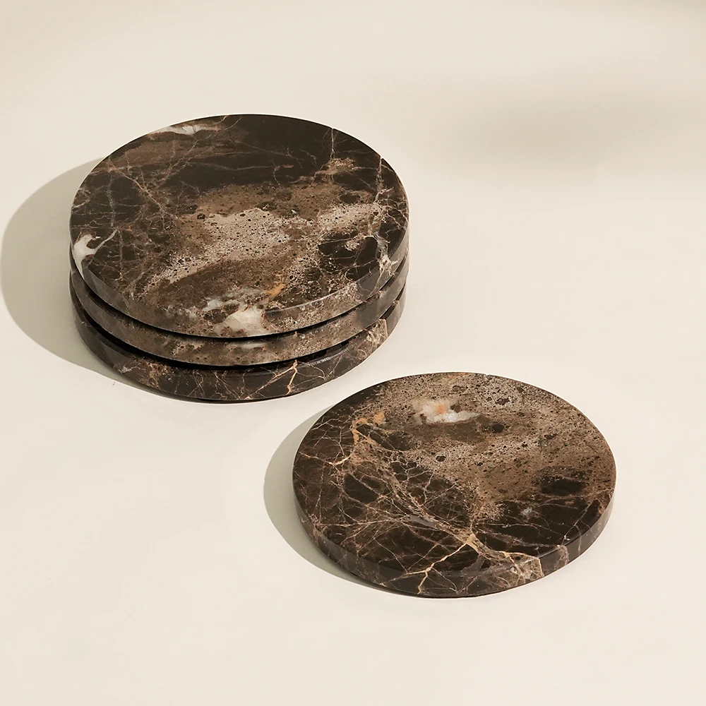 Set of 4 Emperador Marble Coasters