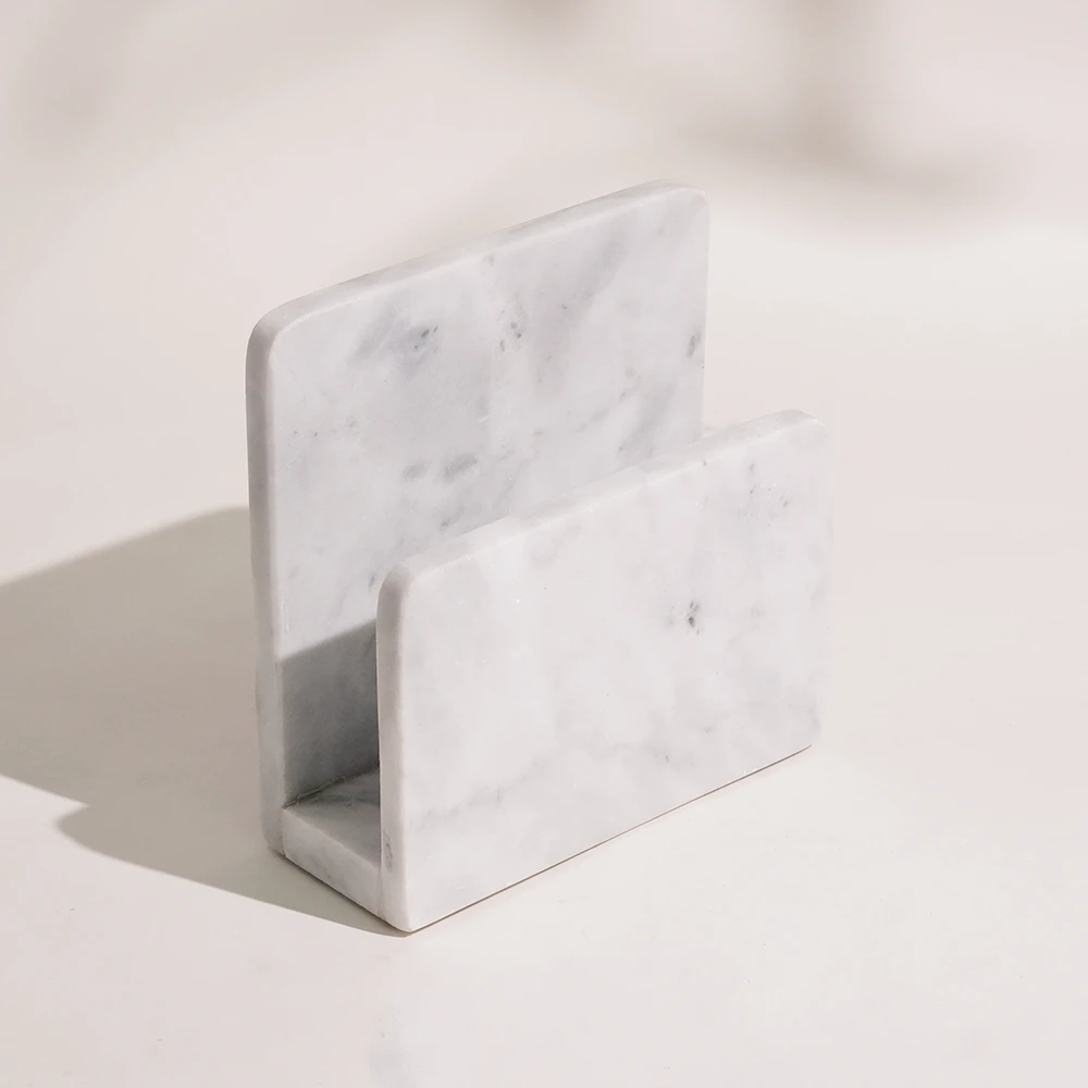 White Grey Marble Napkin  Holder