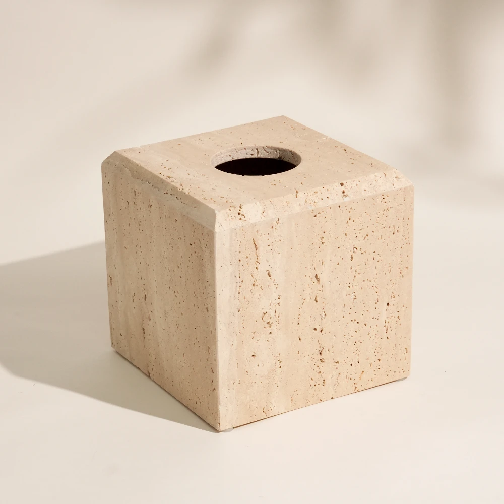 Travertine Square Tissue Box