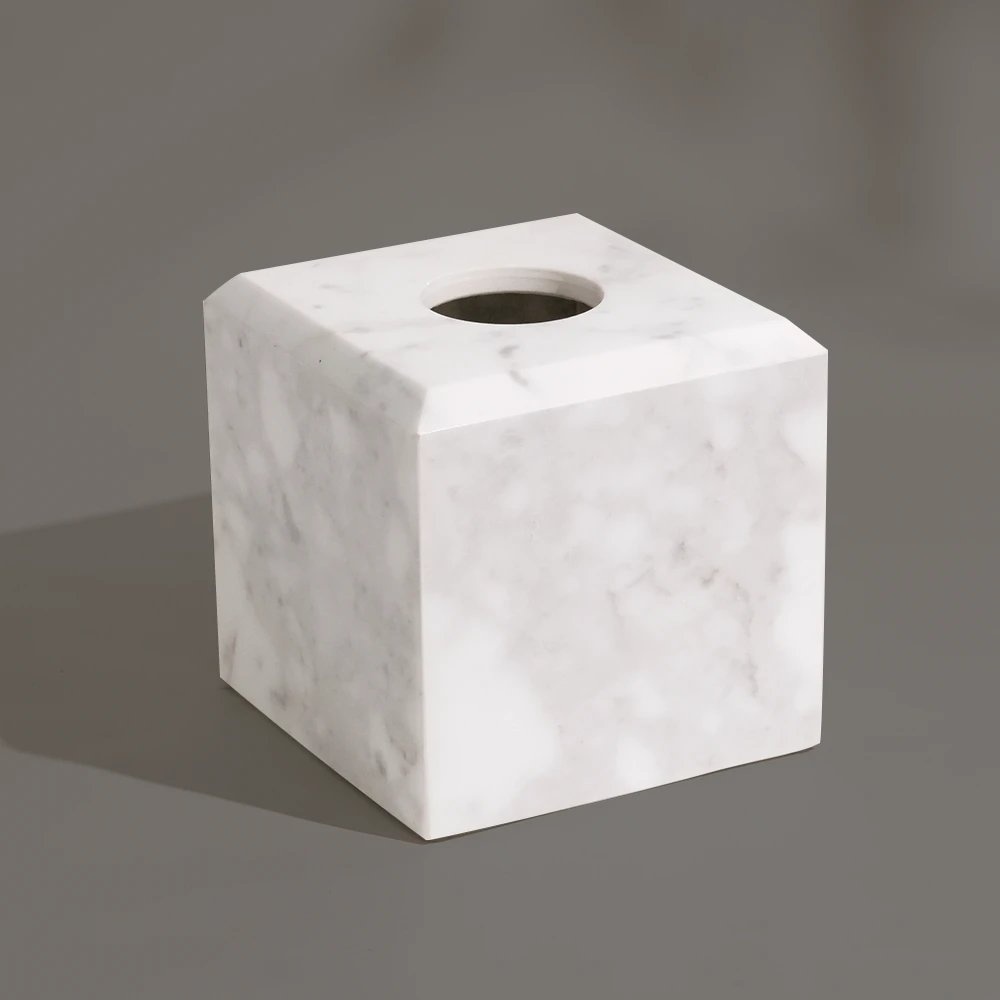 Carrara White Marble Tissue Box