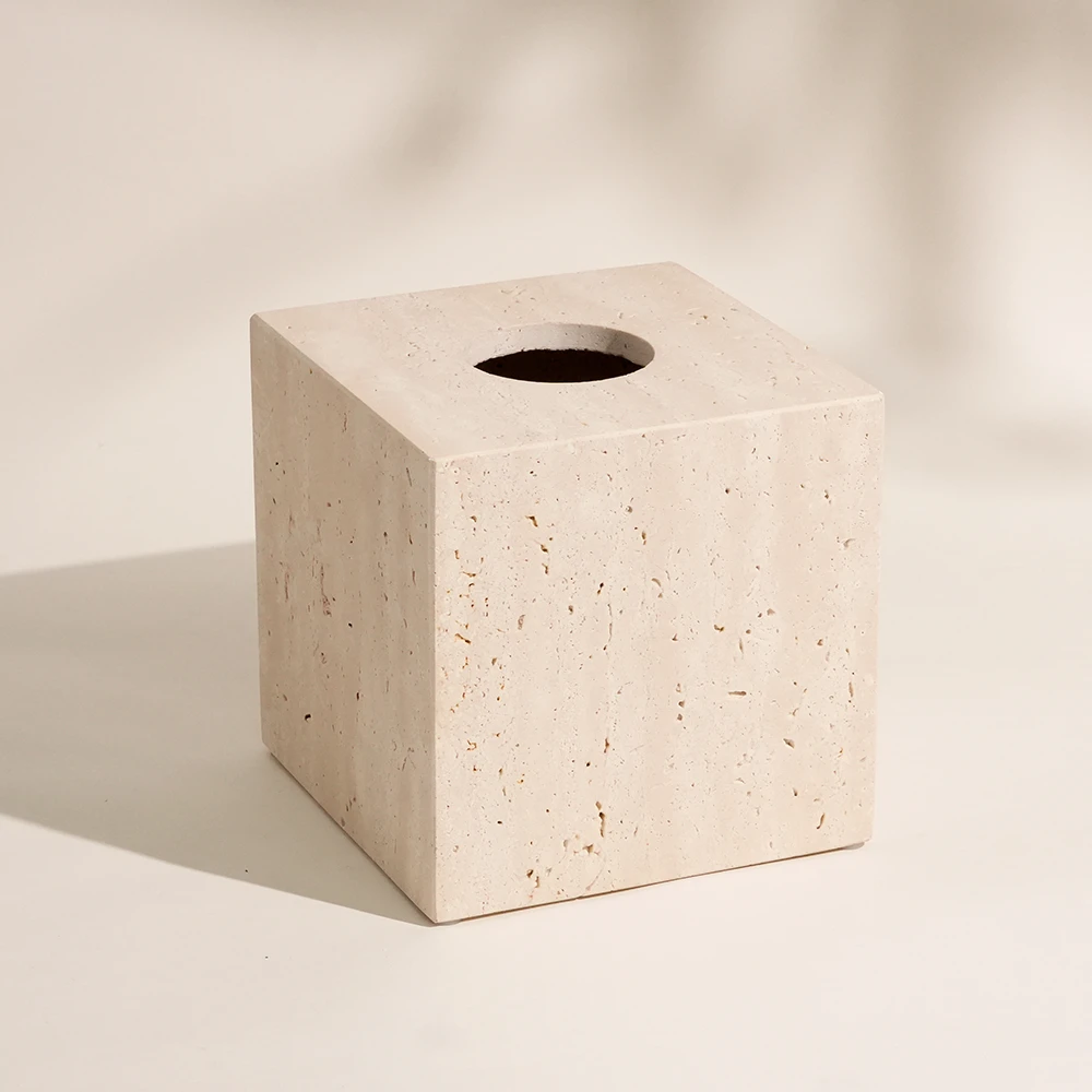 Travertine Square Tissue Box