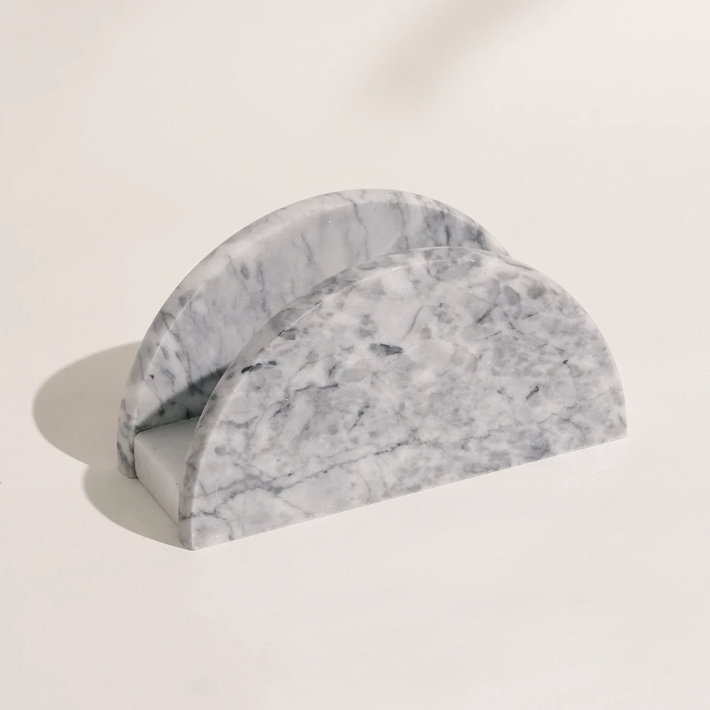 White grey marble napkin paper holder