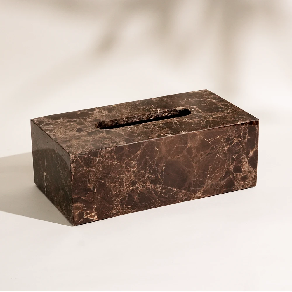 Dark Emperador Marble Tissue Box