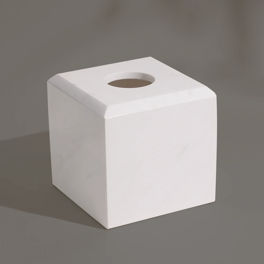 Jazz White Marble Tissue Box