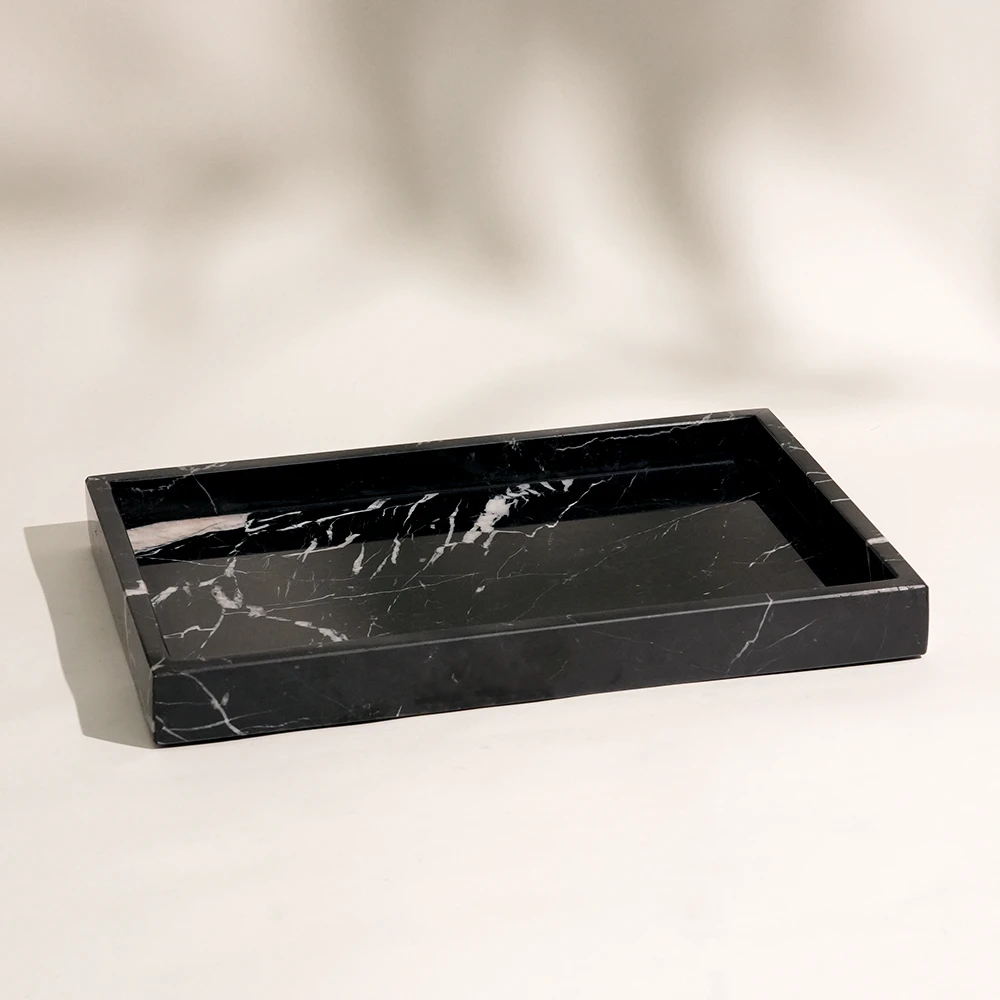 Nero Marquina Rectangle Marble Tray