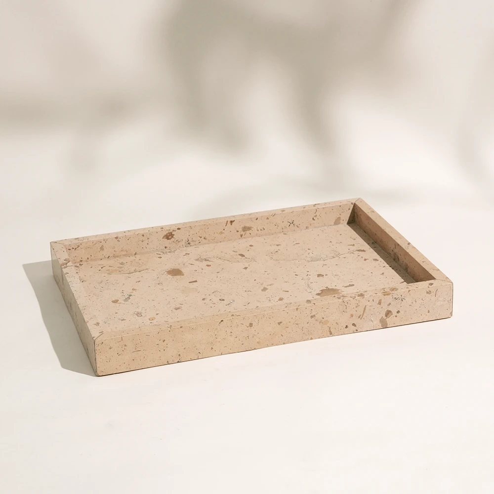 Mud Yellow Rectangle Marble Tray