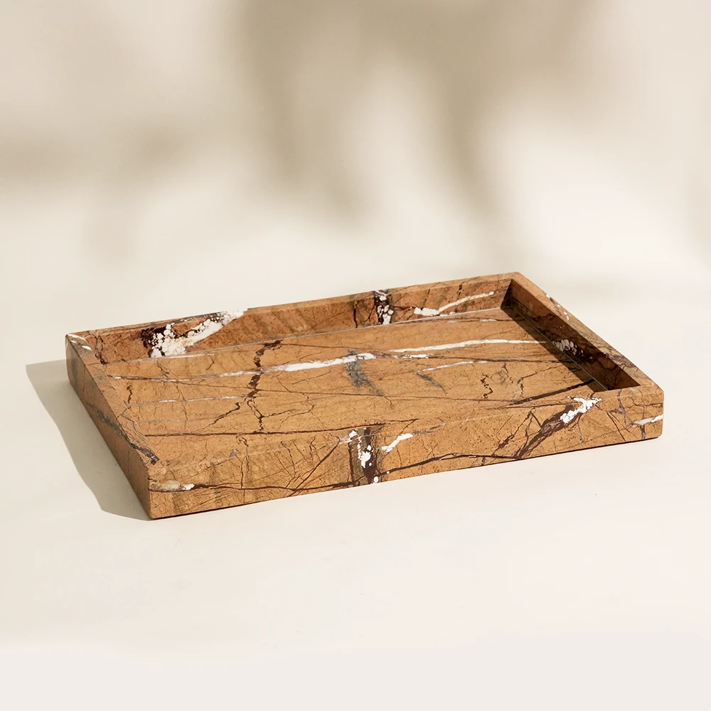 Forest Brown Rectangle Marble Tray