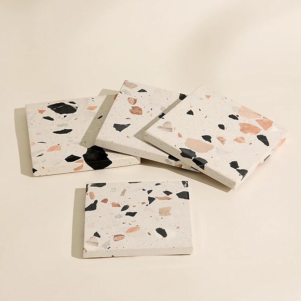 Set Of 4 Colorful Terrazzo Coasters