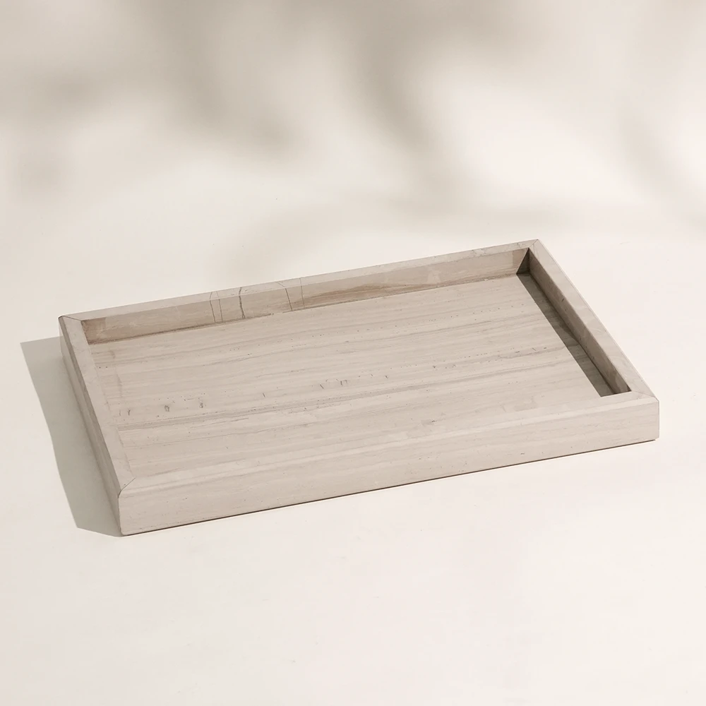 Petrified Wood Rectangle Marble Tray