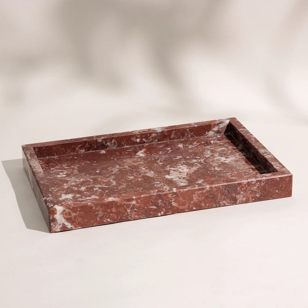 Athens Red Rectangle Marble Tray