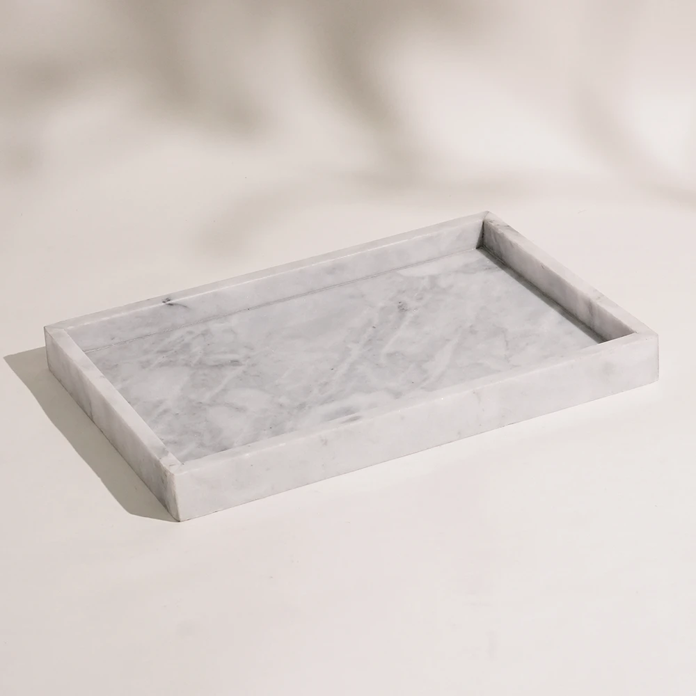 Carrara White Marble Rectangle Tray