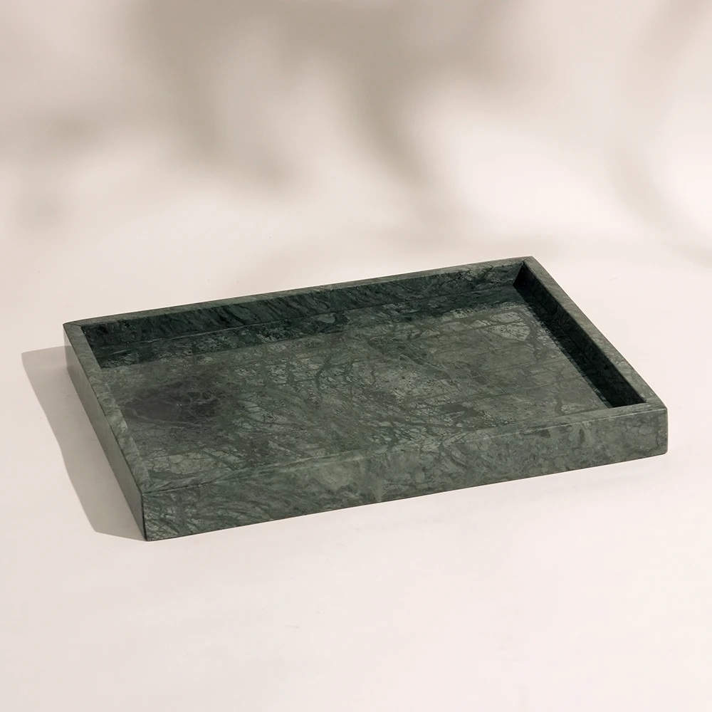 Green Rectangle Marble Tray