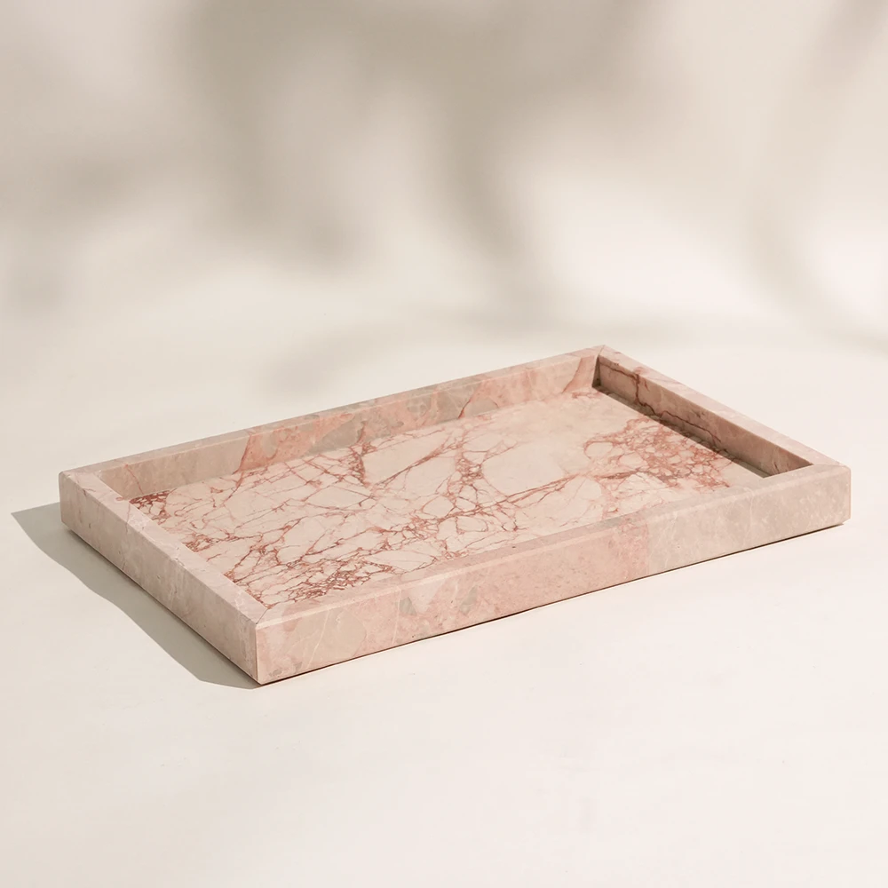 Luxury Bulgari Pink Rectangle Marble Tray