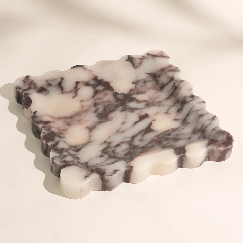 Calaclla Viola Square Tray with Wave Edge