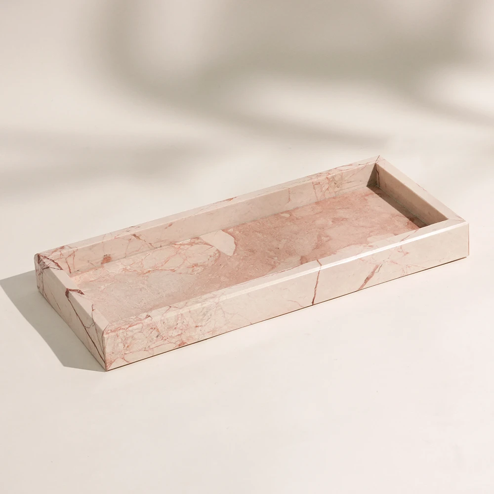 Pink Rectangle Marble Tray