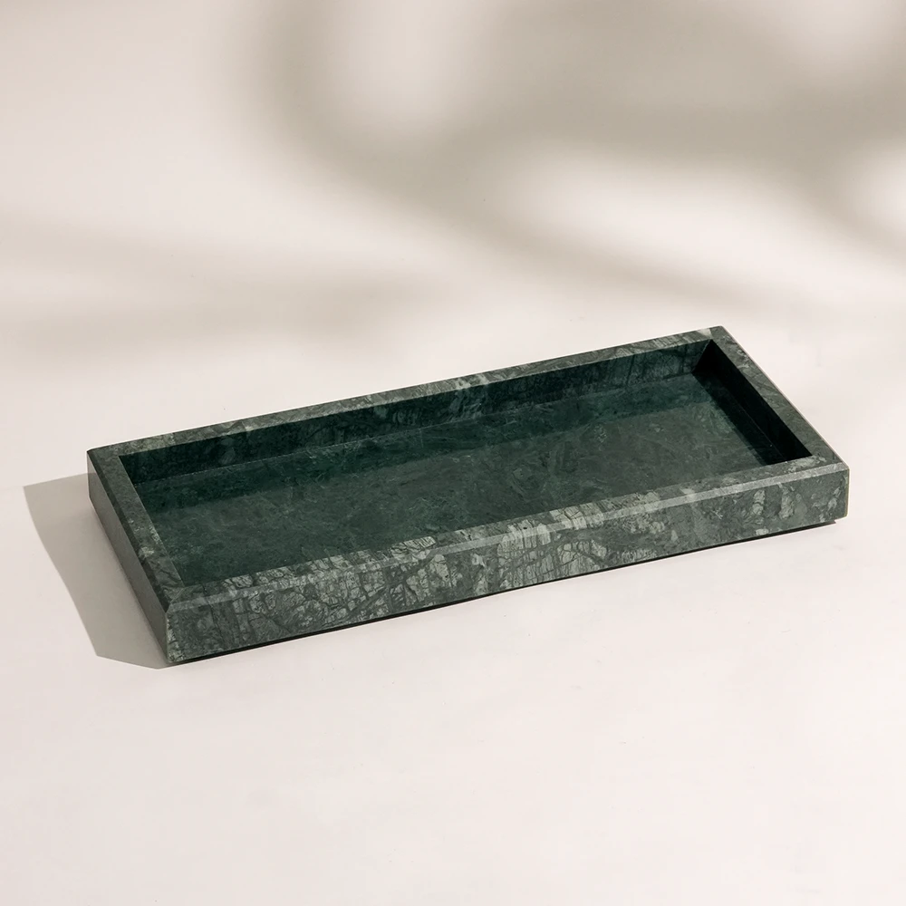 Green Rectangle Marble Tray