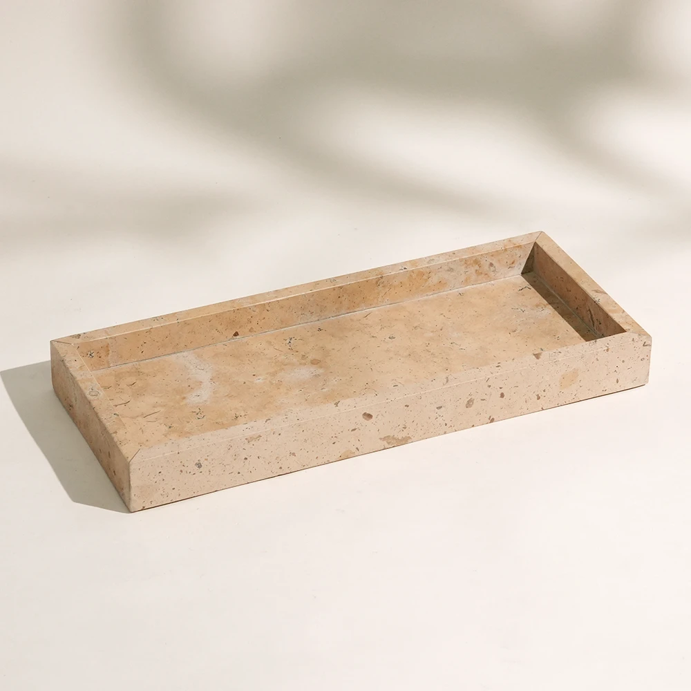 Mud Yellow Rectangle Marble Tray