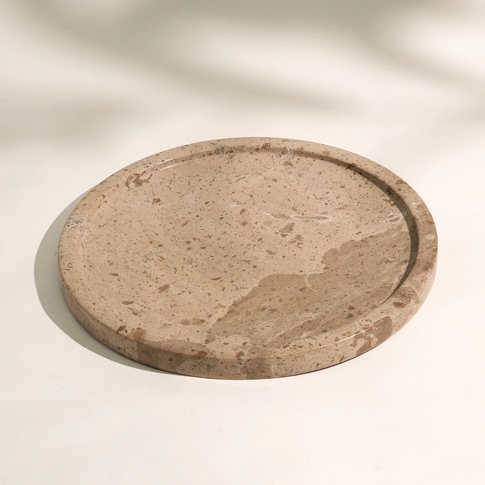 Mud Yellow Round Marble Tray