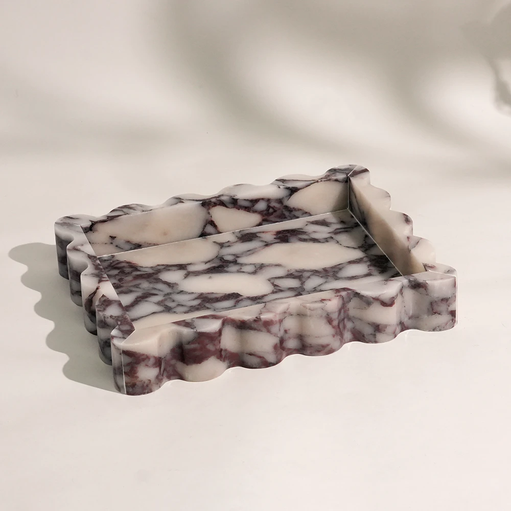 Calacatta Viola Marble Tray With Wave Edge