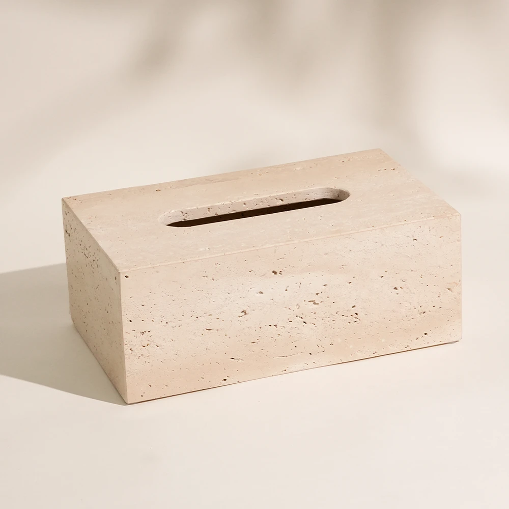 Travertine Rectangle Marble Tissue Box