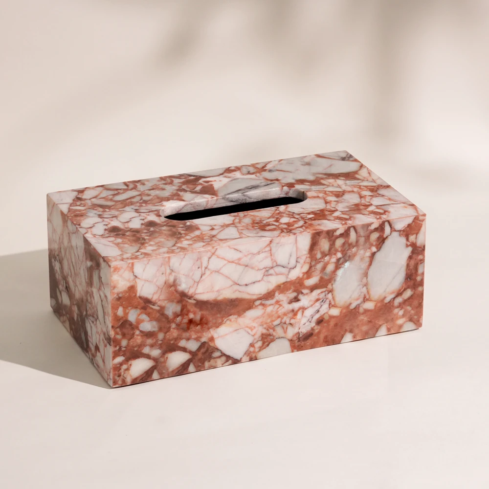 Bulgari Red Rectangle Marble Tissue Box