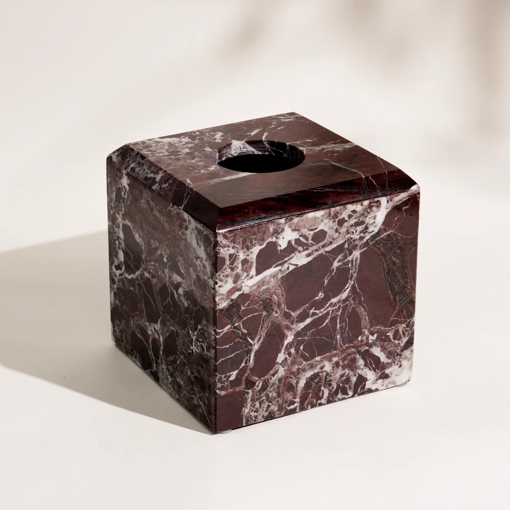Rosso Levanto Marble Tissue Box