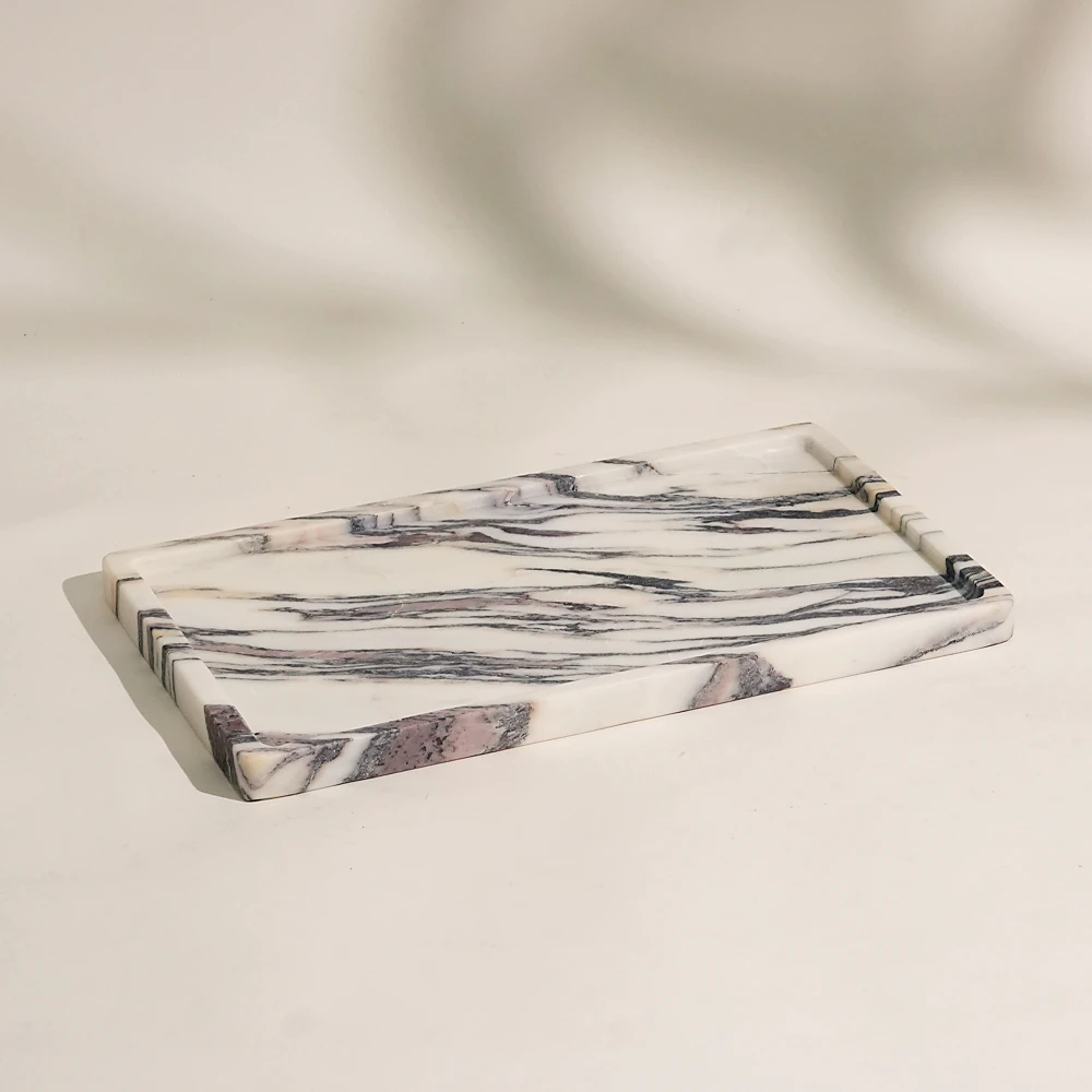 Italian Calacatta Viola Rectangle Marble Tray
