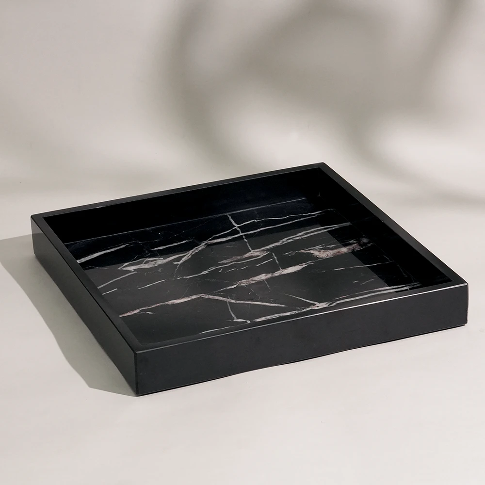 Nero Marquina Square Marble Tray