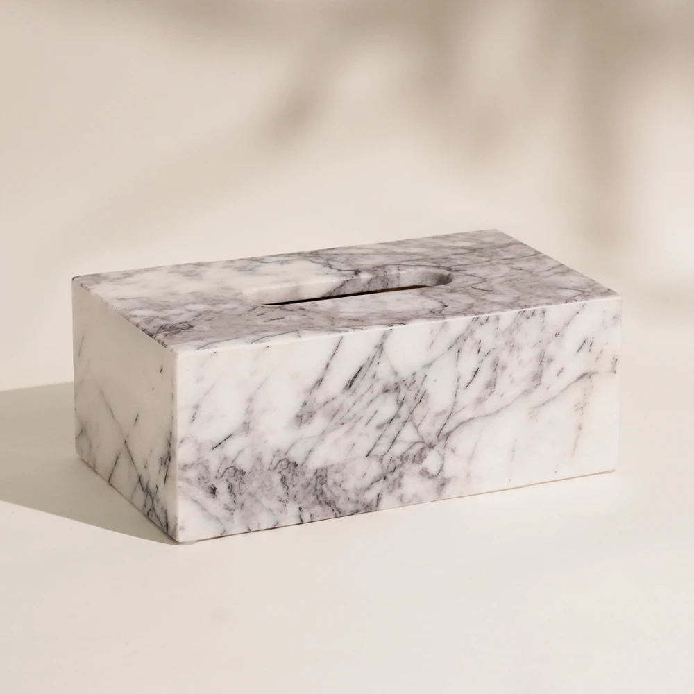 Lilac Rectangle Marble Tissue Box