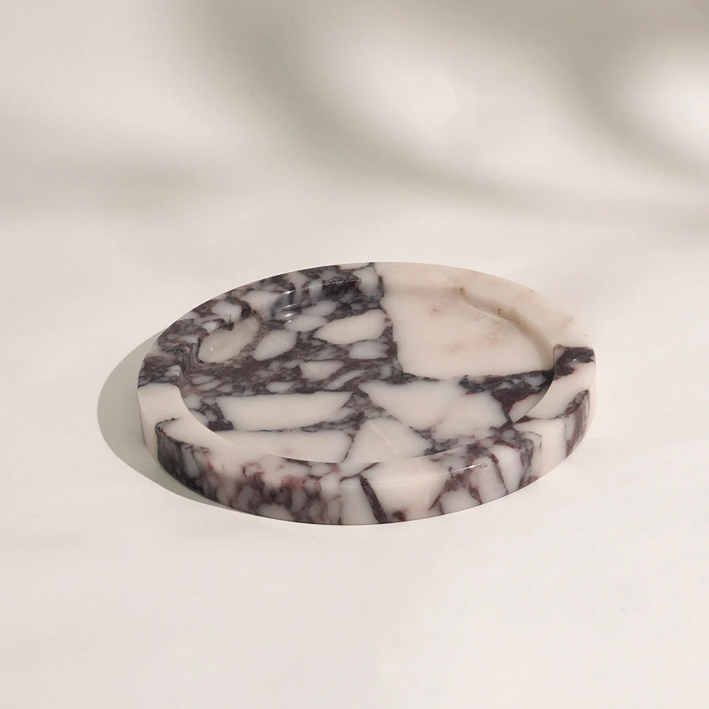 Calacatta Viola Round Marble Tray