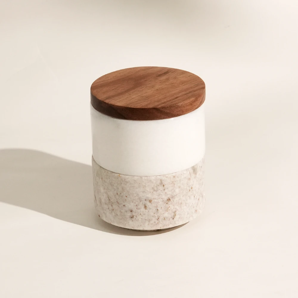 Set of 2 Viva Jade and White Marble Storage Jar