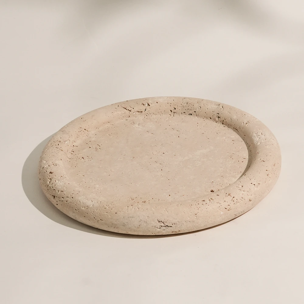 Travertine Round Tray with Round Edge
