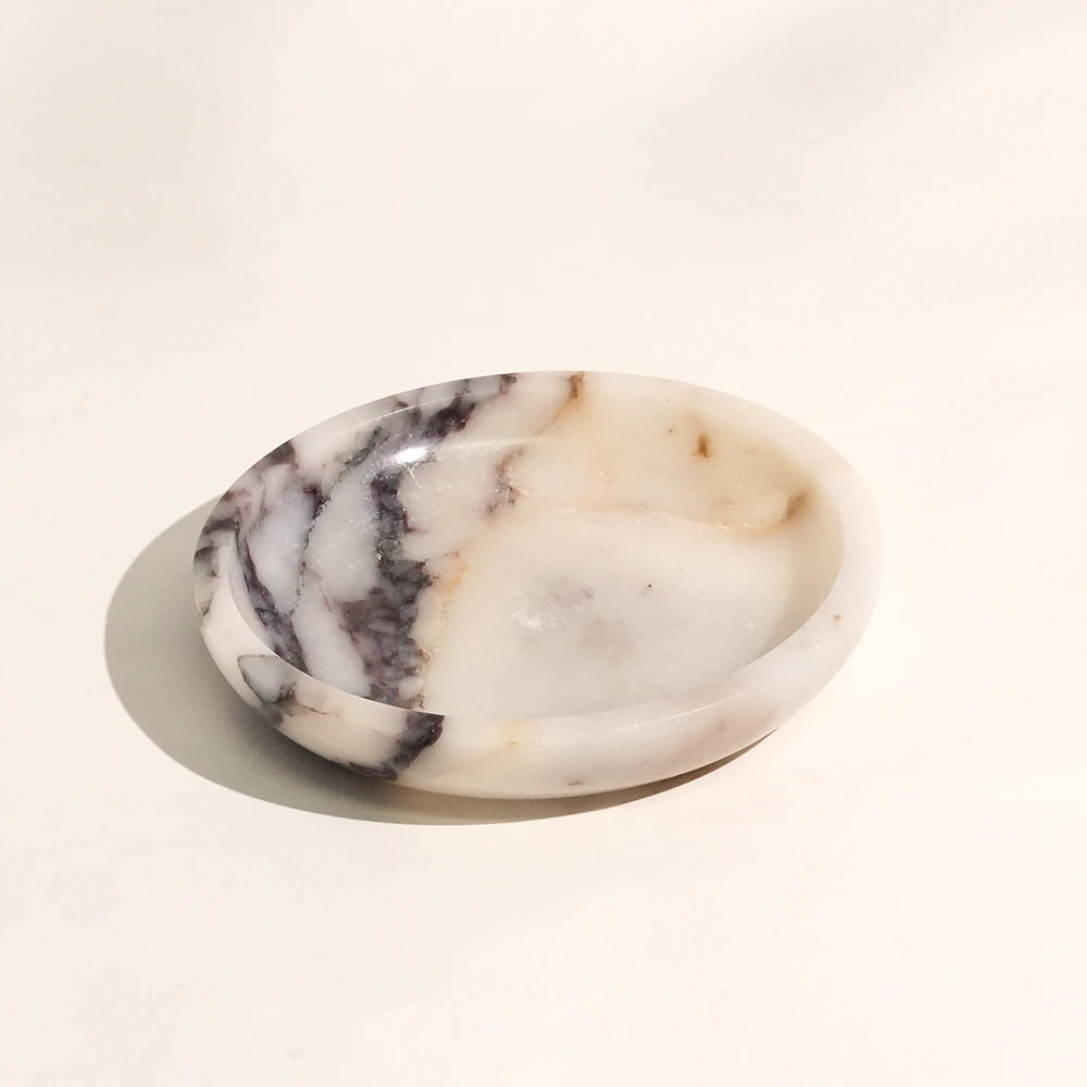 Calacatta Viola Round Marble Tray