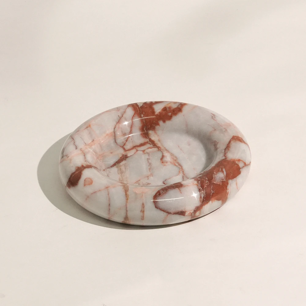 Calacatta Viola Red Round Marble Tray-S
