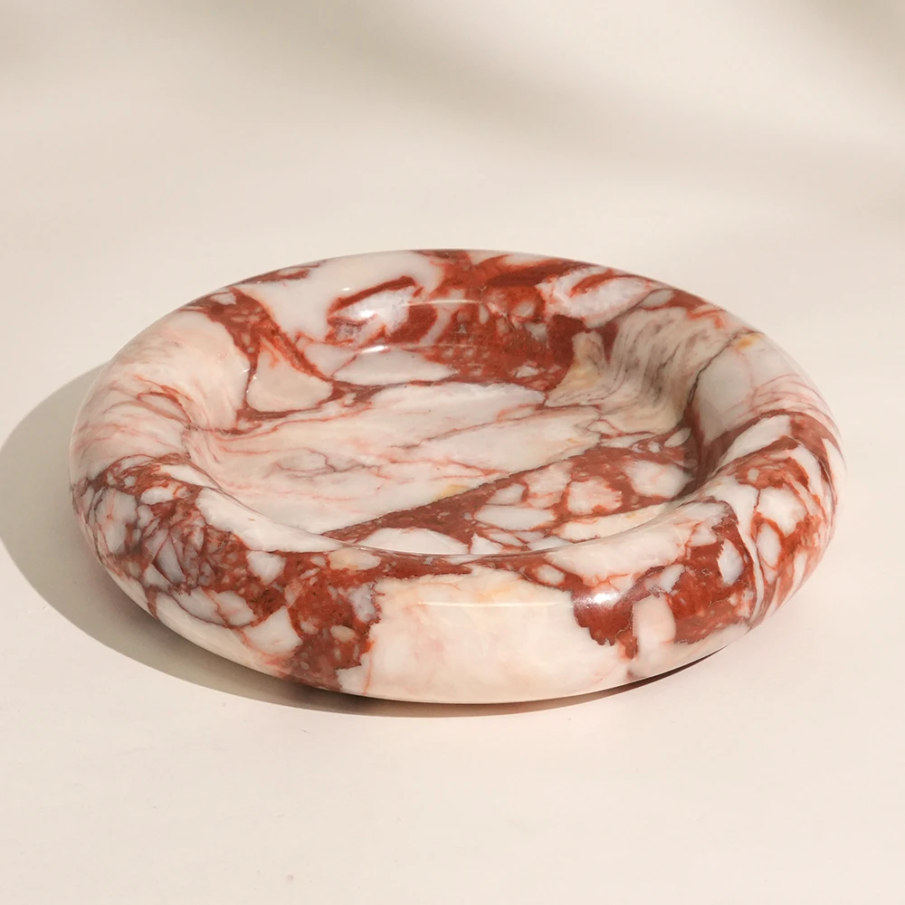 Bulgari Red Round Marble Tray-M