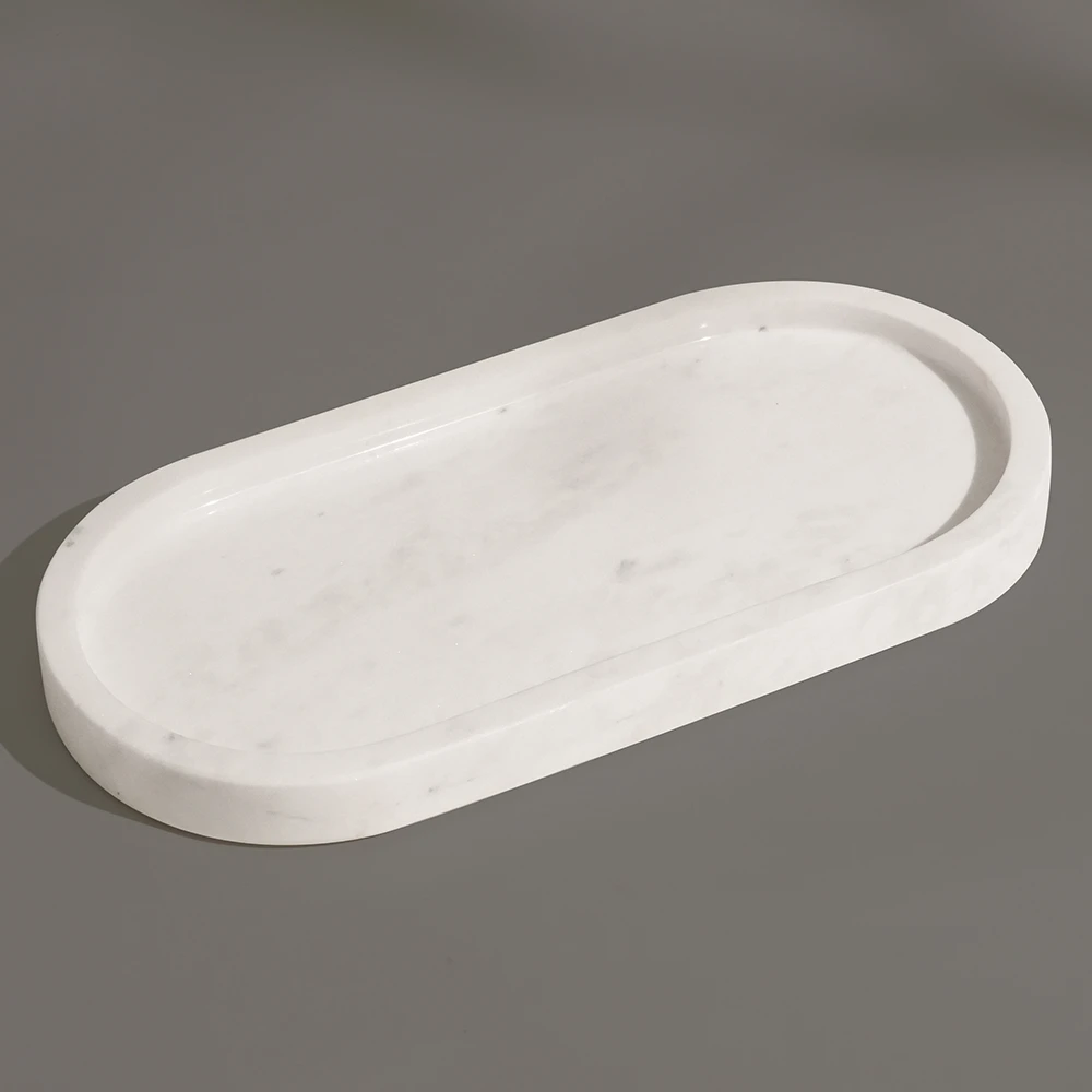 Jazz White Oval Marble Tray