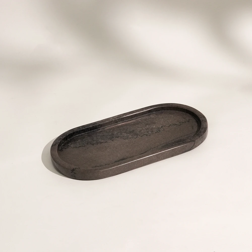 Domestic Emperador Oval Marble Tray