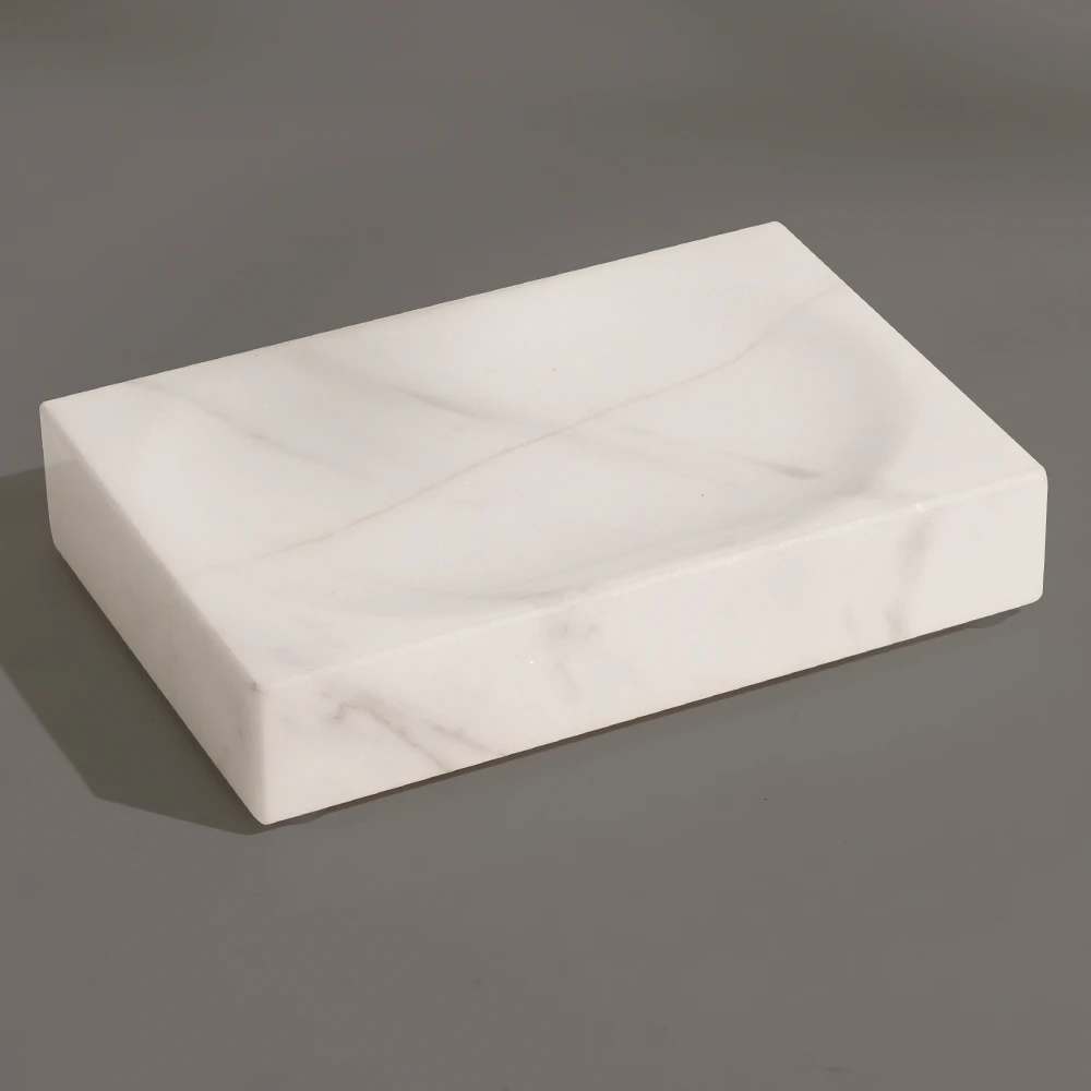 Jazz White Rectangle Marble Soap Dish