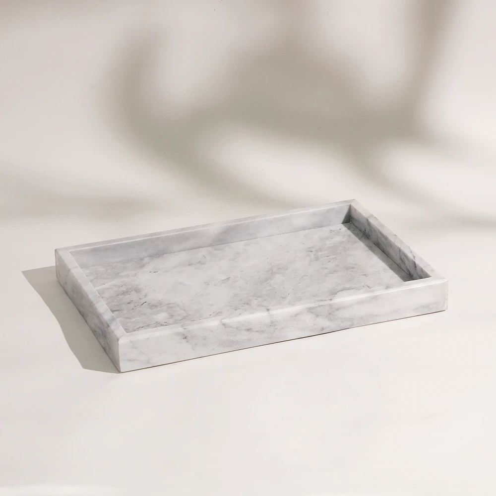 Light Grey Rectangle Marble Tray