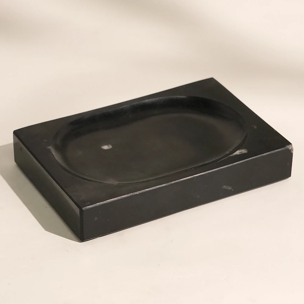 Nero Marquina Rectangle Marble Soap Dish