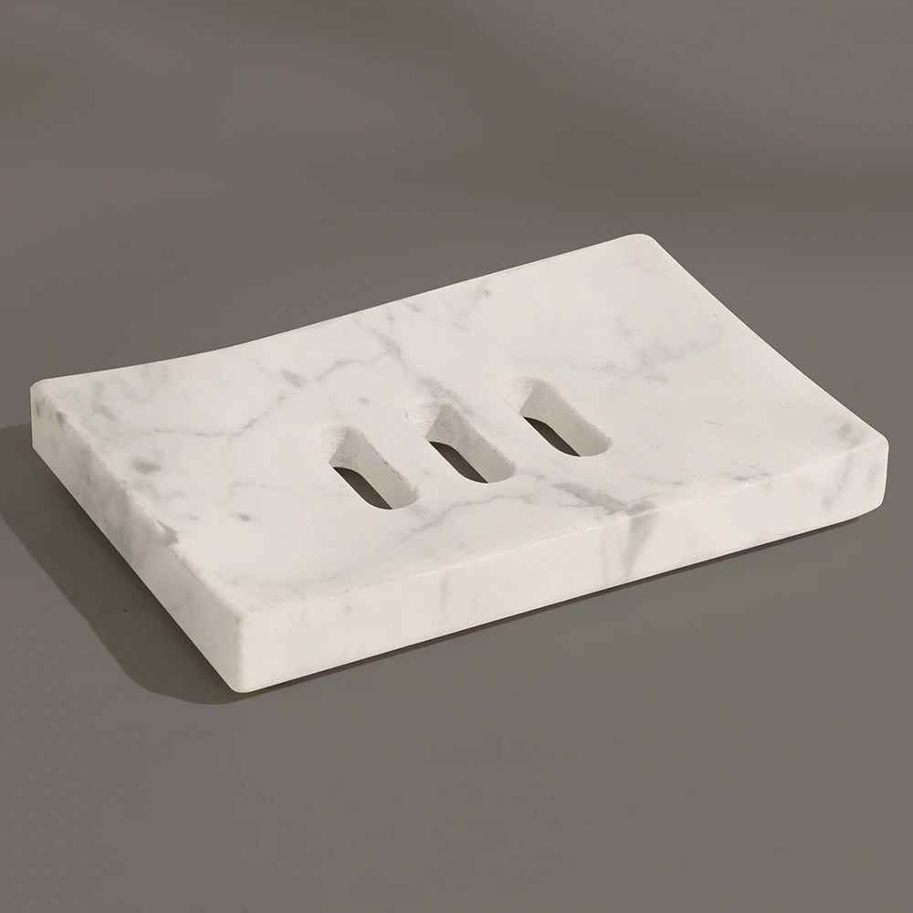 Carrara White Rectangle Marble Soap Dish