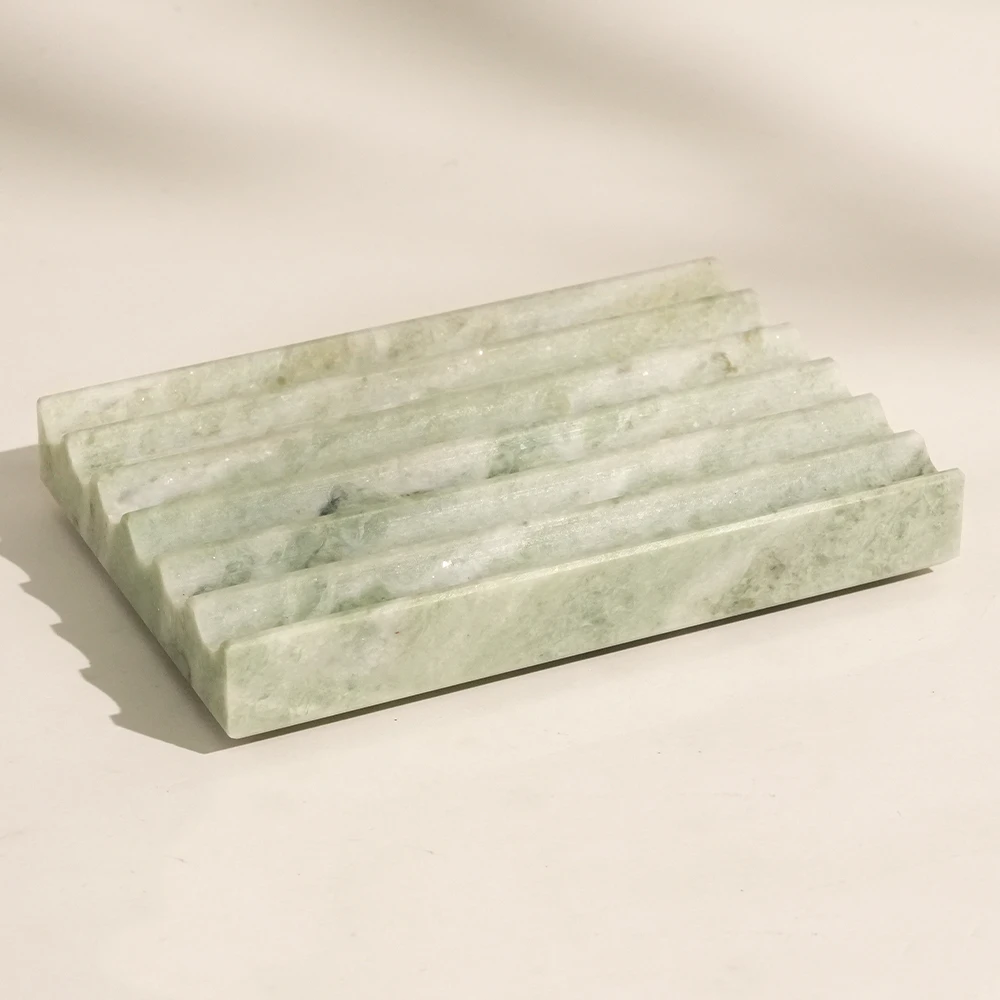 Lotus Green Rectangle Marble Soap Dish