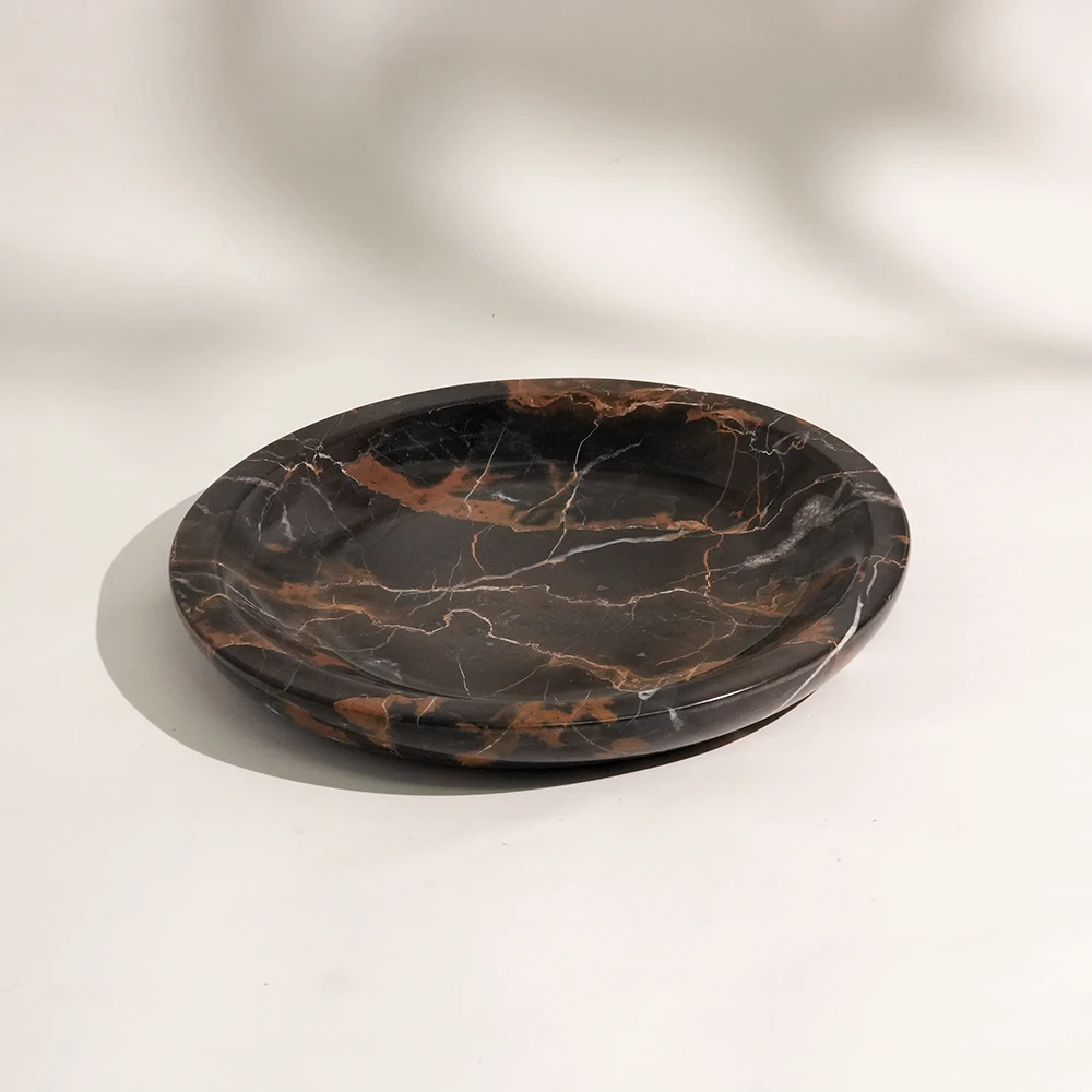 Portoro Marble Round Tray