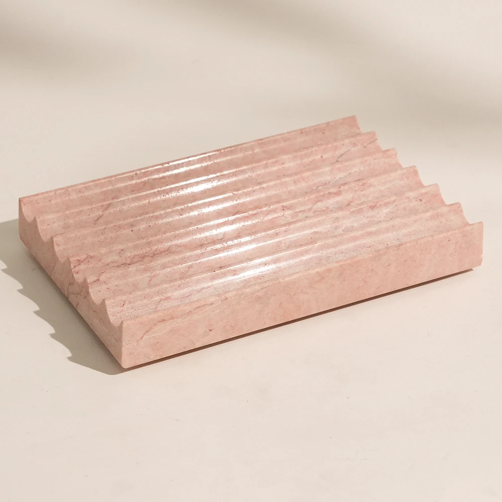 Pink Rectangle Marble Soap Dish