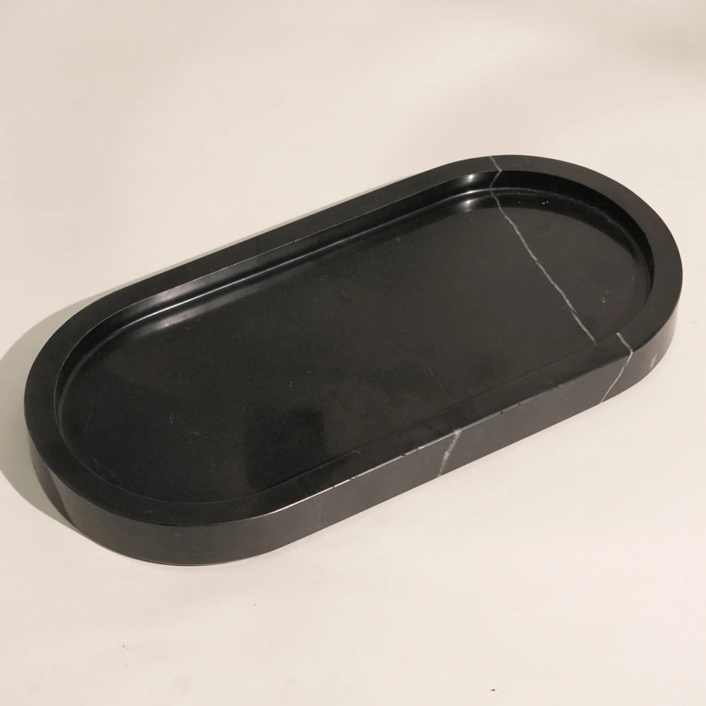 Nero Marquina Oval Marble Tray
