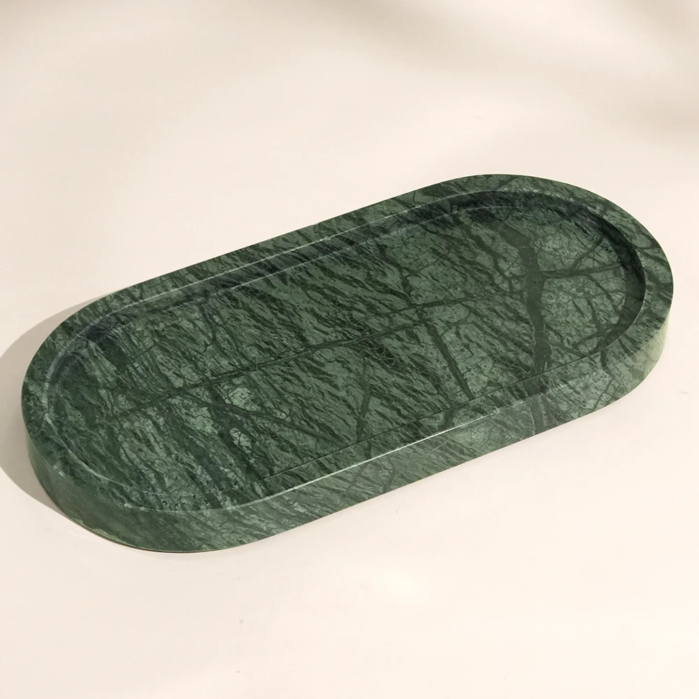 Green Oval Marble Tray