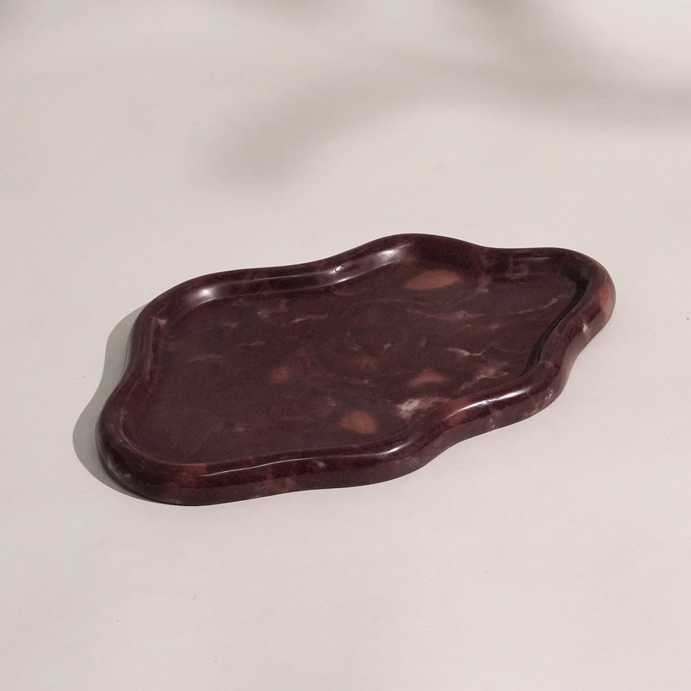 Athens Red Cloud Marble Tray
